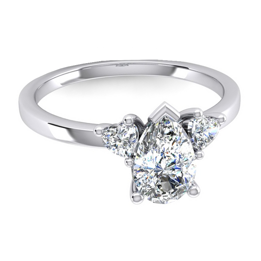2 Karat Diamant Ring Mit Drei Steinen Birnen und Herz Schliff Labor Gewachsener