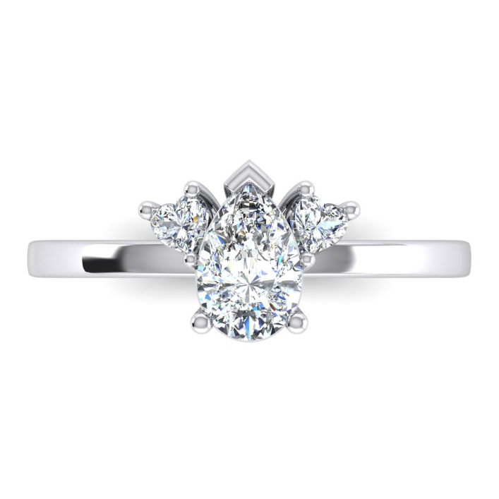 2 Karat Diamant Ring Mit Drei Steinen Birnen und Herz Schliff Labor Gewachsener