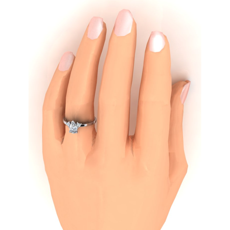 2 Karat Diamant Ring Mit Drei Steinen Birnen und Herz Schliff Labor Gewachsener