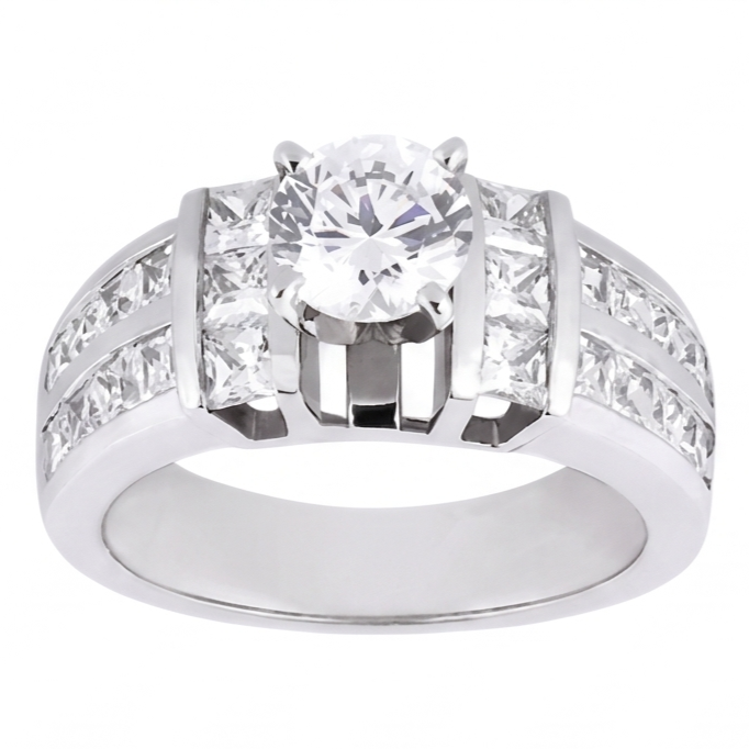 3.01 Karat Echt Aus der Erde Abgebauter Natürlicher Diamant Jubiläumsring Weißgold 14K