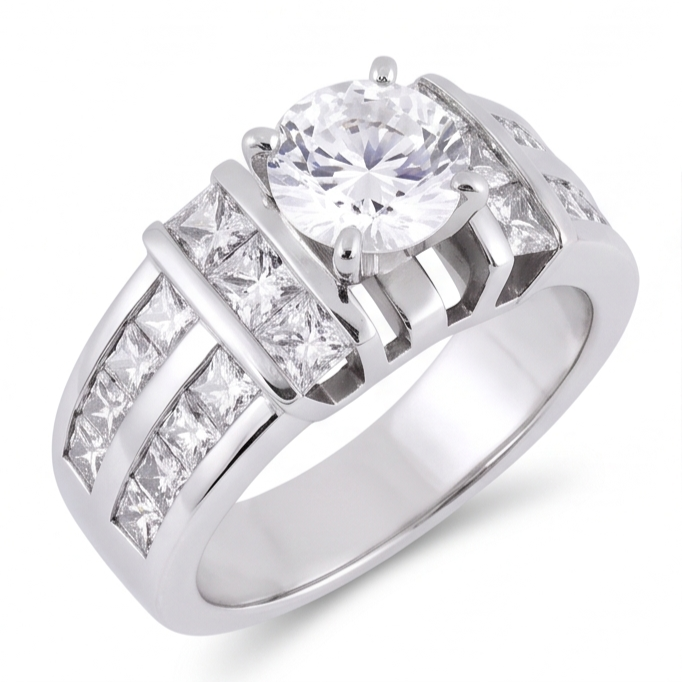 3.01 Karat Echt Aus der Erde Abgebauter Natürlicher Diamant Jubiläumsring Weißgold 14K