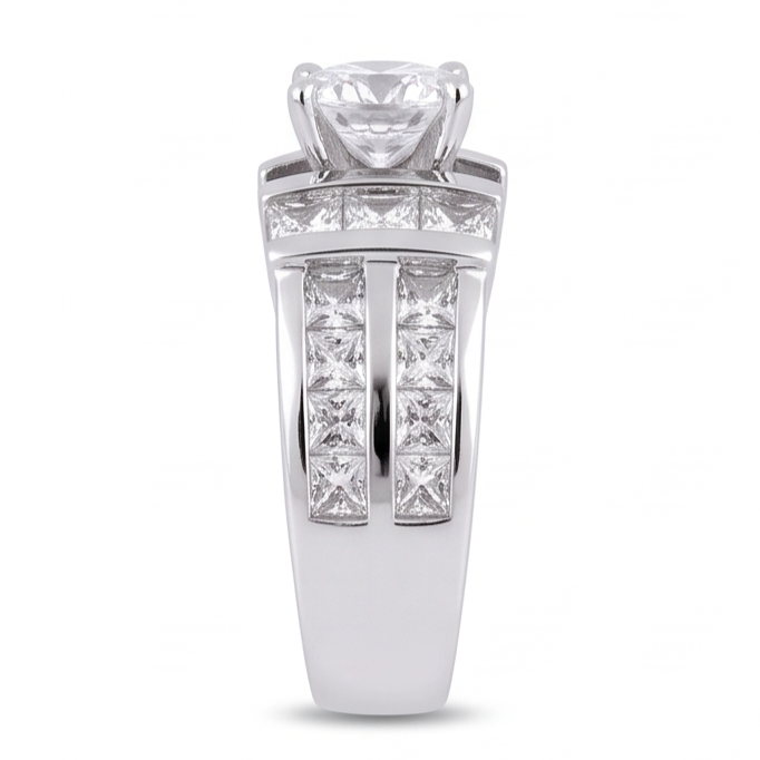 3.01 Karat Echt Aus der Erde Abgebauter Natürlicher Diamant Jubiläumsring Weißgold 14K