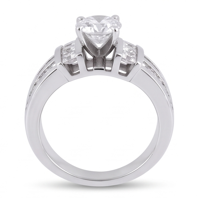 3.01 Karat Echt Aus der Erde Abgebauter Natürlicher Diamant Jubiläumsring Weißgold 14K
