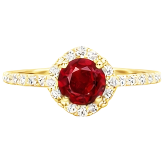 3.20 Karat Roter Rubin Mit Aus der Erde Abgebauter Natürlicher Diamanten Ring Gelbgold 14K
