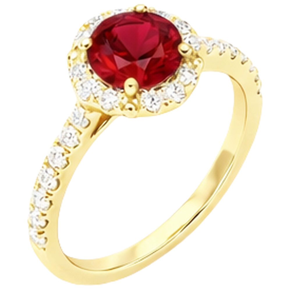 3.20 Karat Roter Rubin Mit Aus der Erde Abgebauter Natürlicher Diamanten Ring Gelbgold 14K