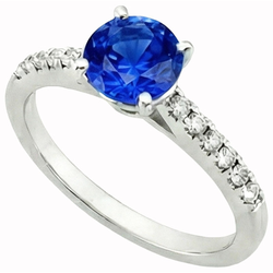 3.20 ct srilankischer Saphir und Aus der Erde Abgebauter Natürlicher Diamanten Ring Gold 14K 4 Zinken Set