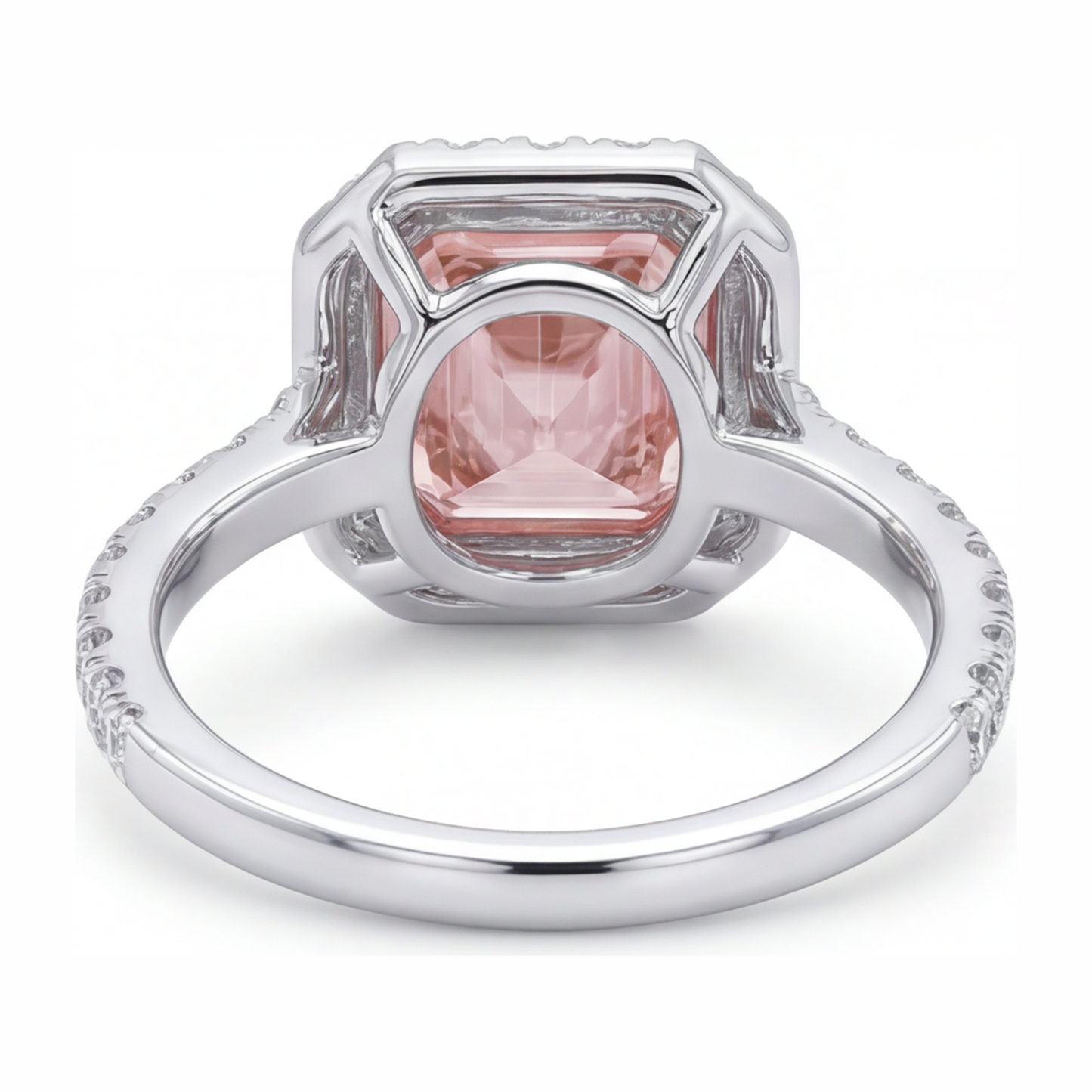 Damen-Verlobungsring mit rosa Diamant, 3,25 Karat, im Labor gezüchtet, Asscher Halo, 14 Karat Weißgold