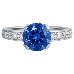 3.25 ct runder Sri Lanka Saphir Aus der Erde Abgebauter Natürlicher Diamanten Ring Gold 14K