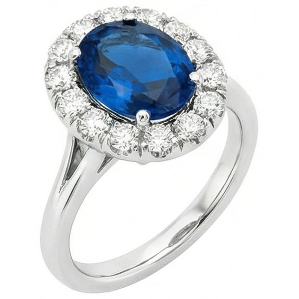 3.40 ct Sri Lanka Verlobungsring mit Saphir und Aus der Erde Abgebauter Natürlicher Diamanten