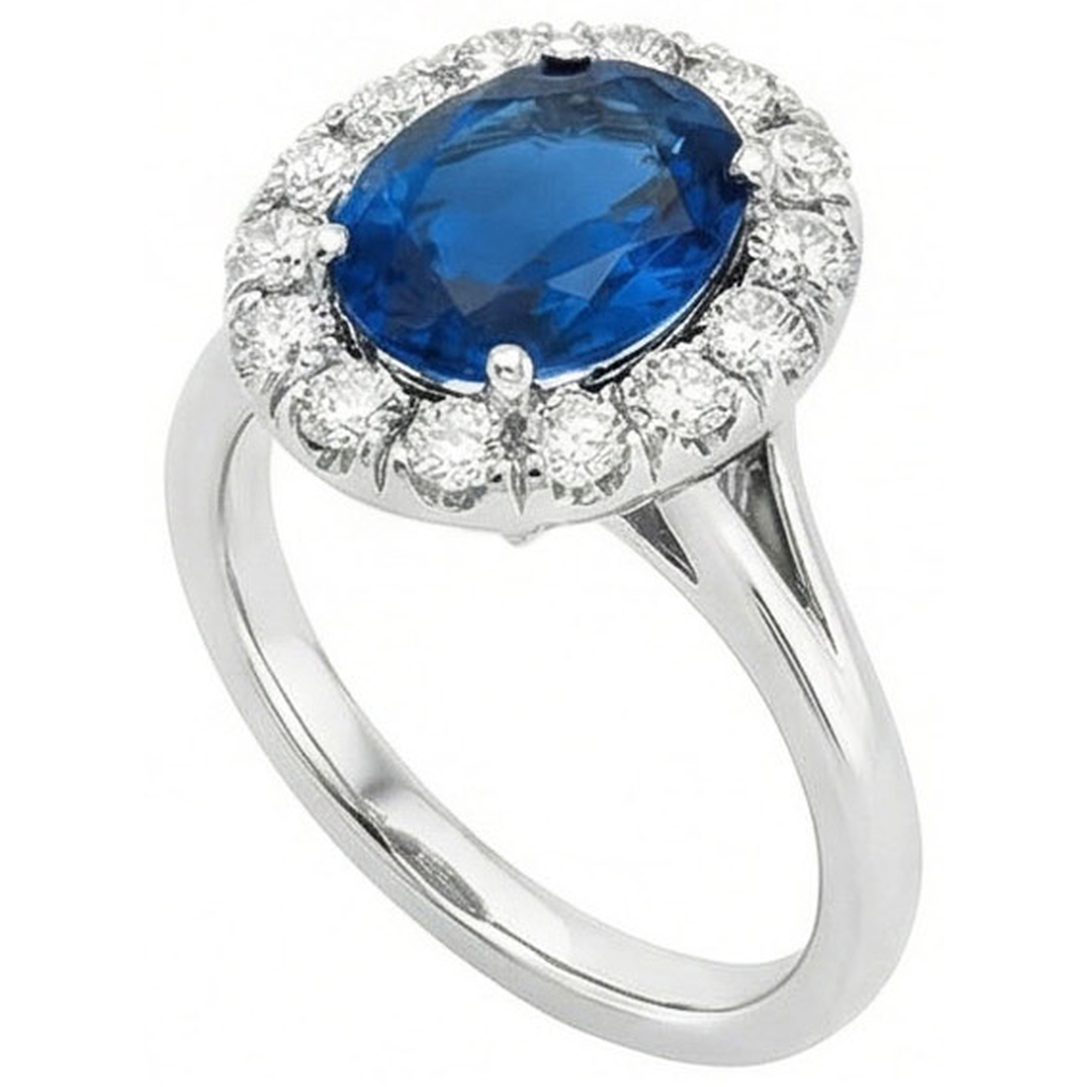 3.40 ct Sri Lanka Verlobungsring mit Saphir und Aus der Erde Abgebauter Natürlicher Diamanten