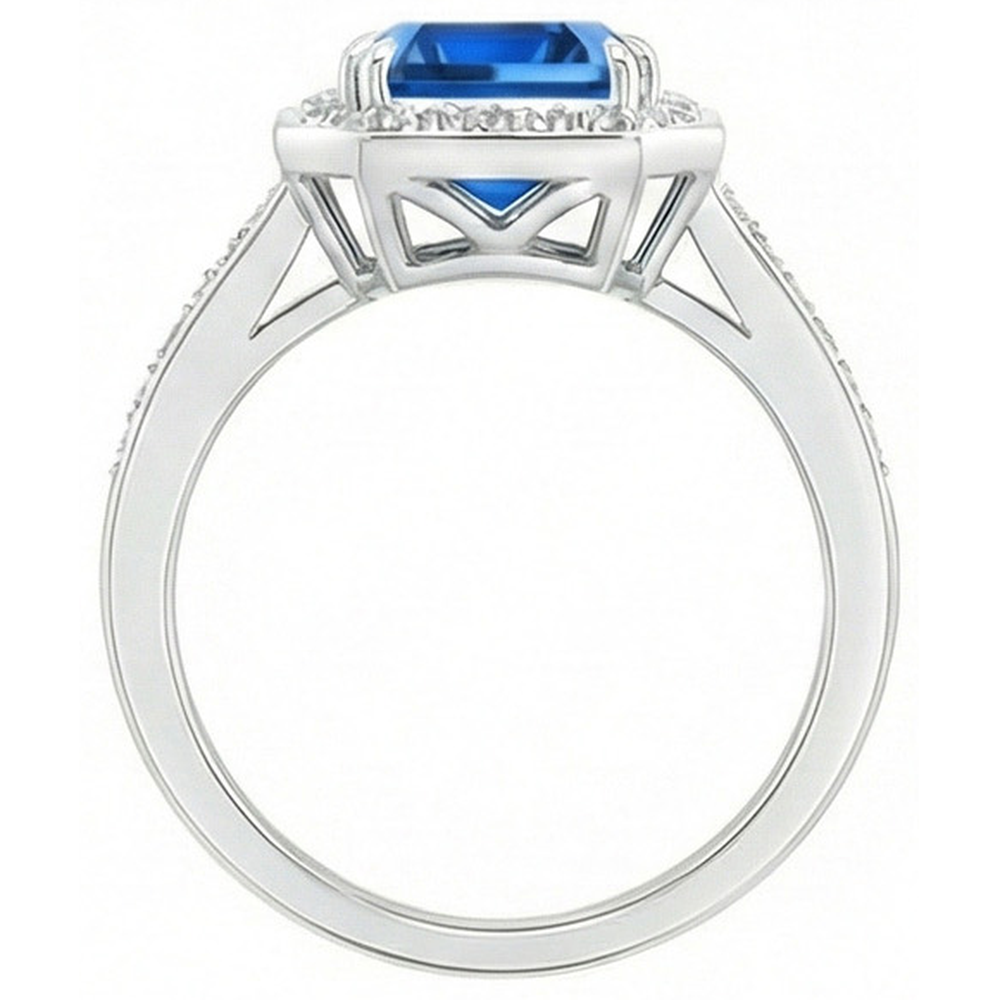 echter round saphir 3.40Karat ring Profilansicht