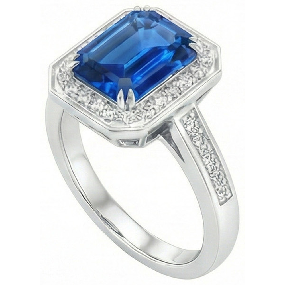 echter round saphir 3.40Karat ring Detailansicht