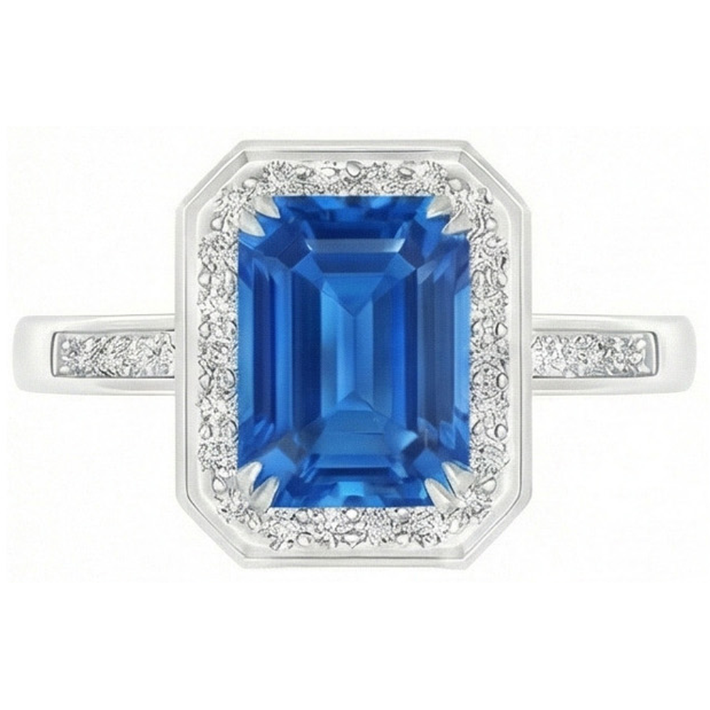echter round saphir 3.40Karat ring Seitenansicht