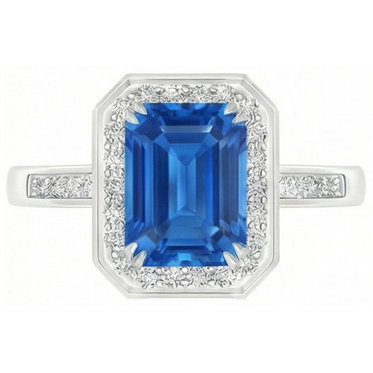 echter round saphir 3.40Karat ring Seitenansicht