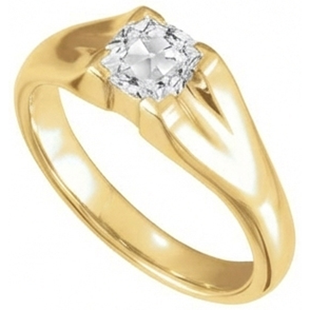 Authentischer Edler Diamant Einzelstein-Ring 3,50 Karat 14K Gelbgold – Frontansicht