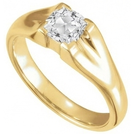 Authentischer Edler Diamant Einzelstein-Ring 3,50 Karat 14K Gelbgold – Frontansicht