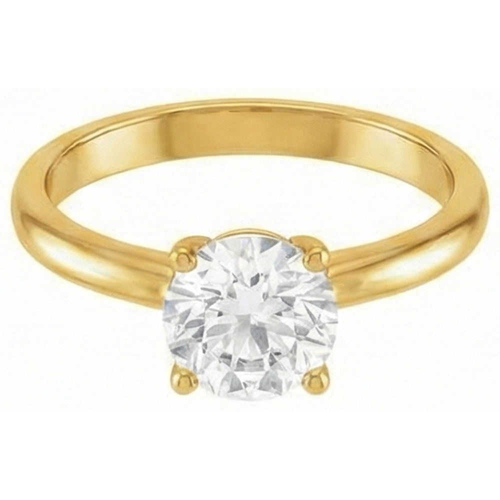 Solitär-Verlobungsring 14 Karat Gelbgold mit Brillant – Schrägansicht