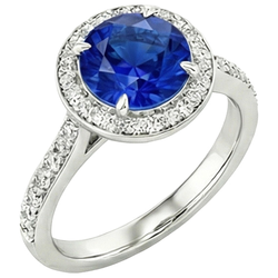 3.50 Karat Ceylon Saphir und Aus der Erde Abgebauter Natürlicher Diamanten Ring Weißgold 14K