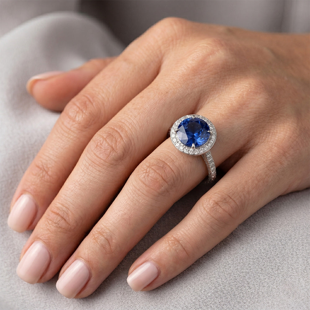 Saphir GIA ZERTIFIZIERT und Diamanten Ring Weißgold 14K 3,44 Karat