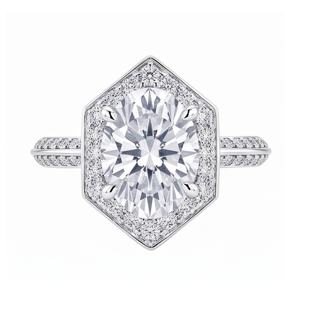 3.50 Karat Ovaler und runder Echt Aus der Erde Abgebauter Natürlicher Diamant-Verlobungsring