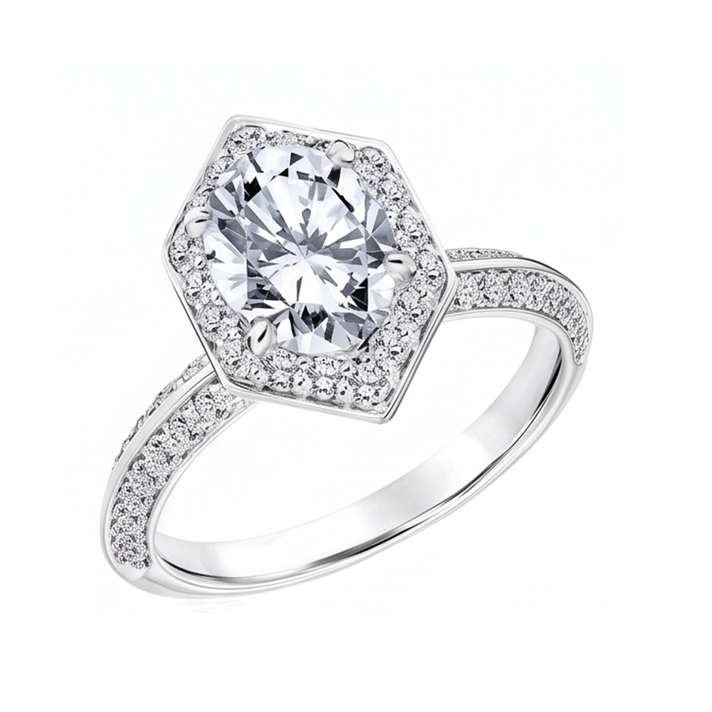3.50 Karat Ovaler und runder Echt Aus der Erde Abgebauter Natürlicher Diamant-Verlobungsring