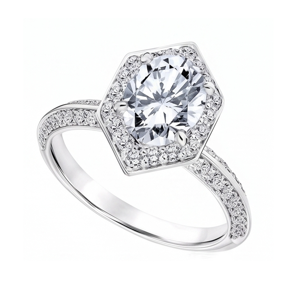 3.50 Karat Ovaler und runder Echt Aus der Erde Abgebauter Natürlicher Diamant-Verlobungsring
