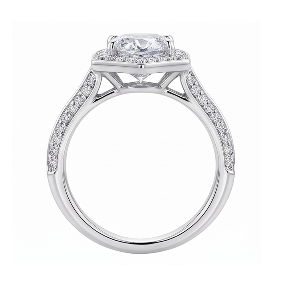 3.50 Karat Ovaler und runder Echt Aus der Erde Abgebauter Natürlicher Diamant-Verlobungsring