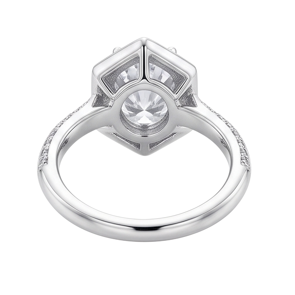 3.50 Karat Ovaler und runder Echt Aus der Erde Abgebauter Natürlicher Diamant-Verlobungsring