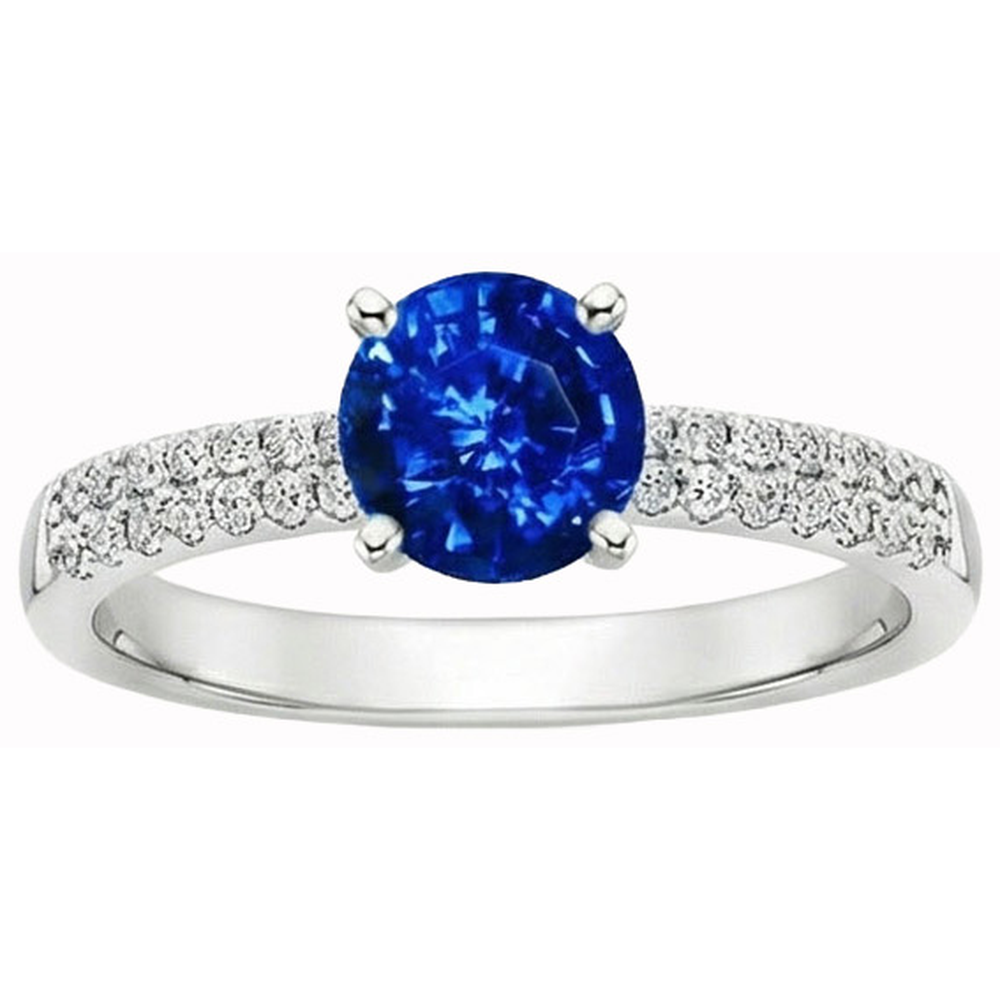 3.50 ct. Ring mit Saphir-Aus der Erde Abgebauter Natürlicher Diamanten im runden Schliff-Satz WG 14K