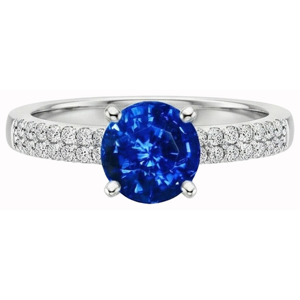 3.50 ct. Ring mit Saphir-Aus der Erde Abgebauter Natürlicher Diamanten im runden Schliff-Satz WG 14K