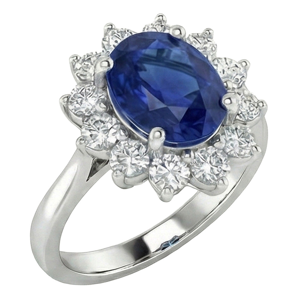 echter oval saphir 3.70Karat ring Vorderansicht