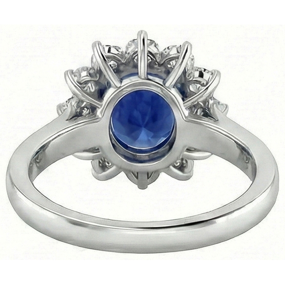 3.70 Karat Ceylon Saphir Aus der Erde Abgebauter Natürlicher Diamant Verlobungsring Weißgold 14K