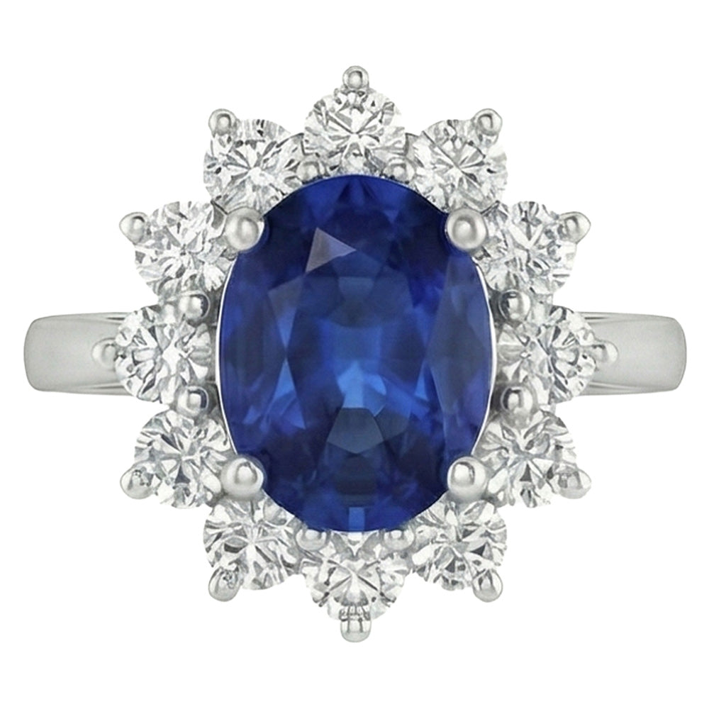 echter oval saphir 3.70Karat ring Seitenansicht