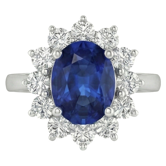 echter oval saphir 3.70Karat ring Seitenansicht
