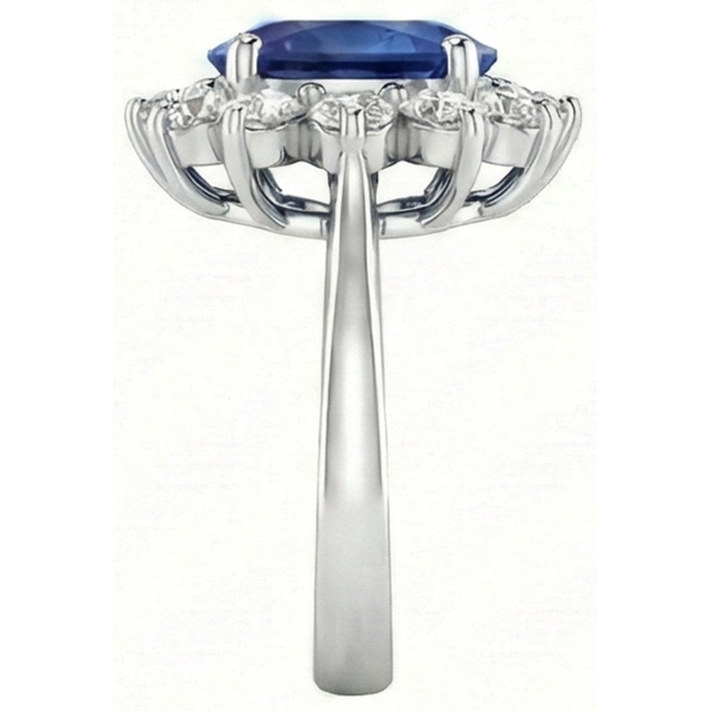 3.70 Karat Ceylon Saphir Aus der Erde Abgebauter Natürlicher Diamant Verlobungsring Weißgold 14K