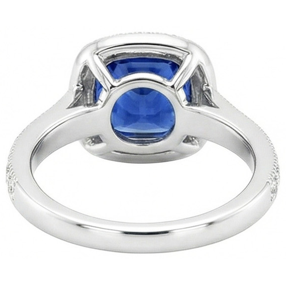 echter round saphir 3.70Karat ring Profilansicht