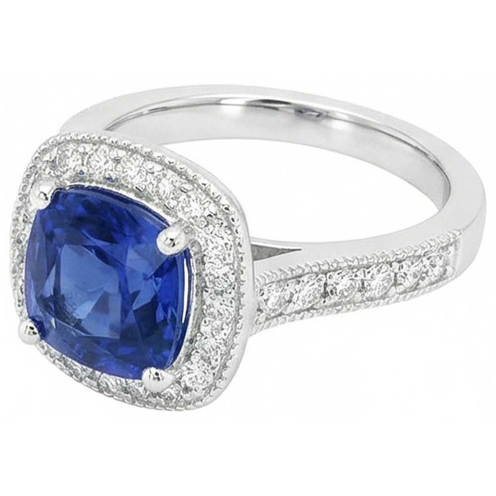 echter round saphir 3.70Karat ring Detailansicht