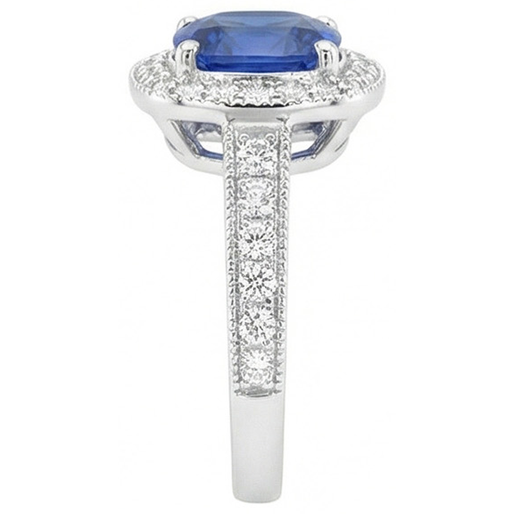 echter round saphir 3.70Karat ring Draufsicht