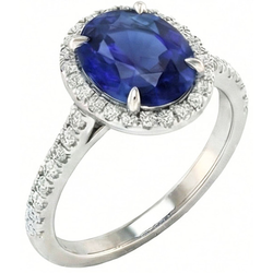 Echter Saphir Ring 3.75 Karat - 14K Weißgold