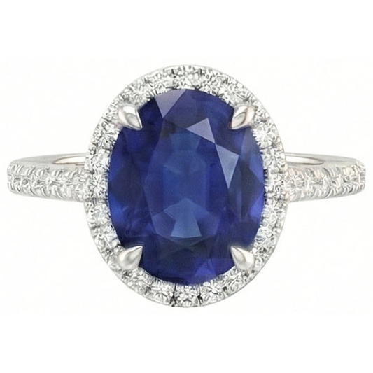 echter oval saphir 3.75Karat ring Seitenansicht