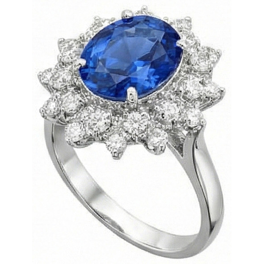 echter round saphir 3.75Karat ring Seitenansicht