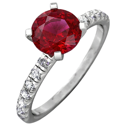 3.90 Karat Rubin und Aus der Erde Abgebauter Natürlicher Diamanten Ring Weißgold 14K Krappenset