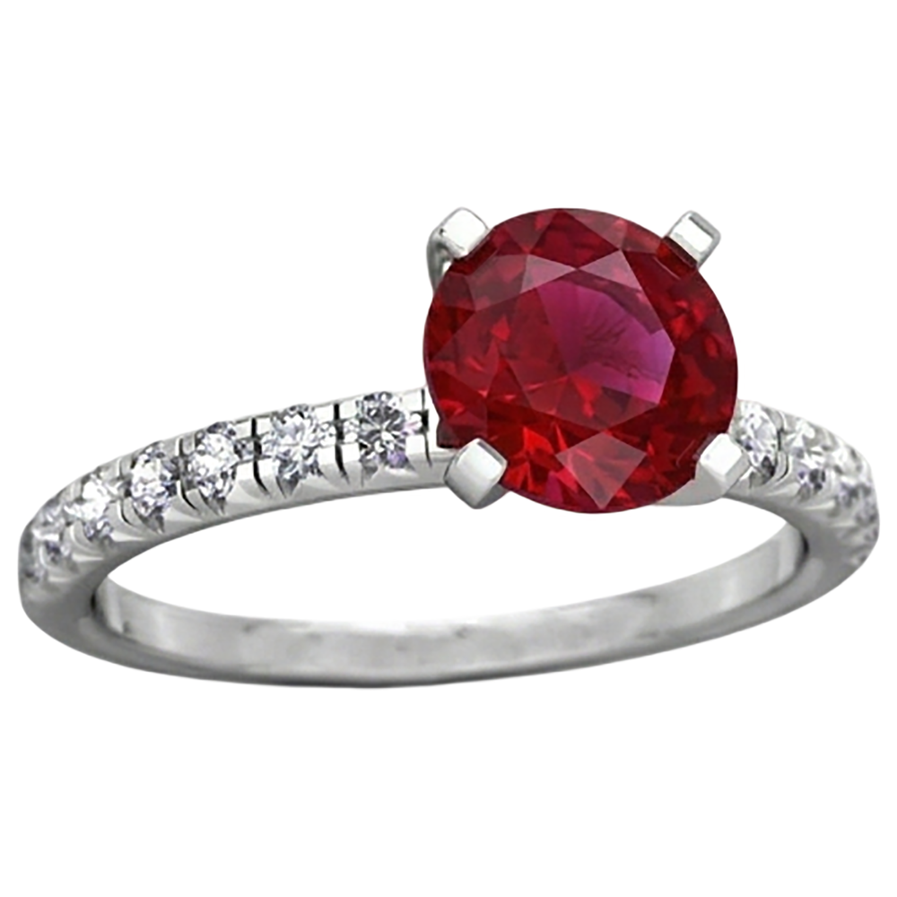 3.90 Karat Rubin und Aus der Erde Abgebauter Natürlicher Diamanten Ring Weißgold 14K Krappenset