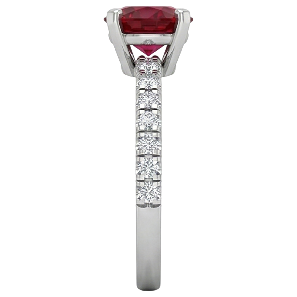 3.90 Karat Rubin und Aus der Erde Abgebauter Natürlicher Diamanten Ring Weißgold 14K Krappenset