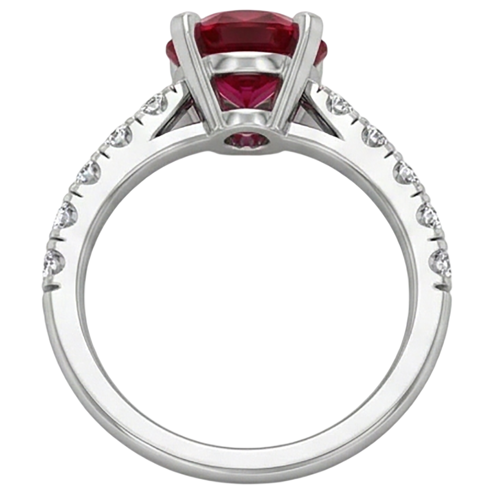 3.90 Karat Rubin und Aus der Erde Abgebauter Natürlicher Diamanten Ring Weißgold 14K Krappenset