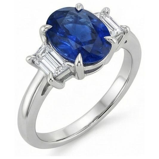 3 Carat Saphir-Ring mit drei Steinen