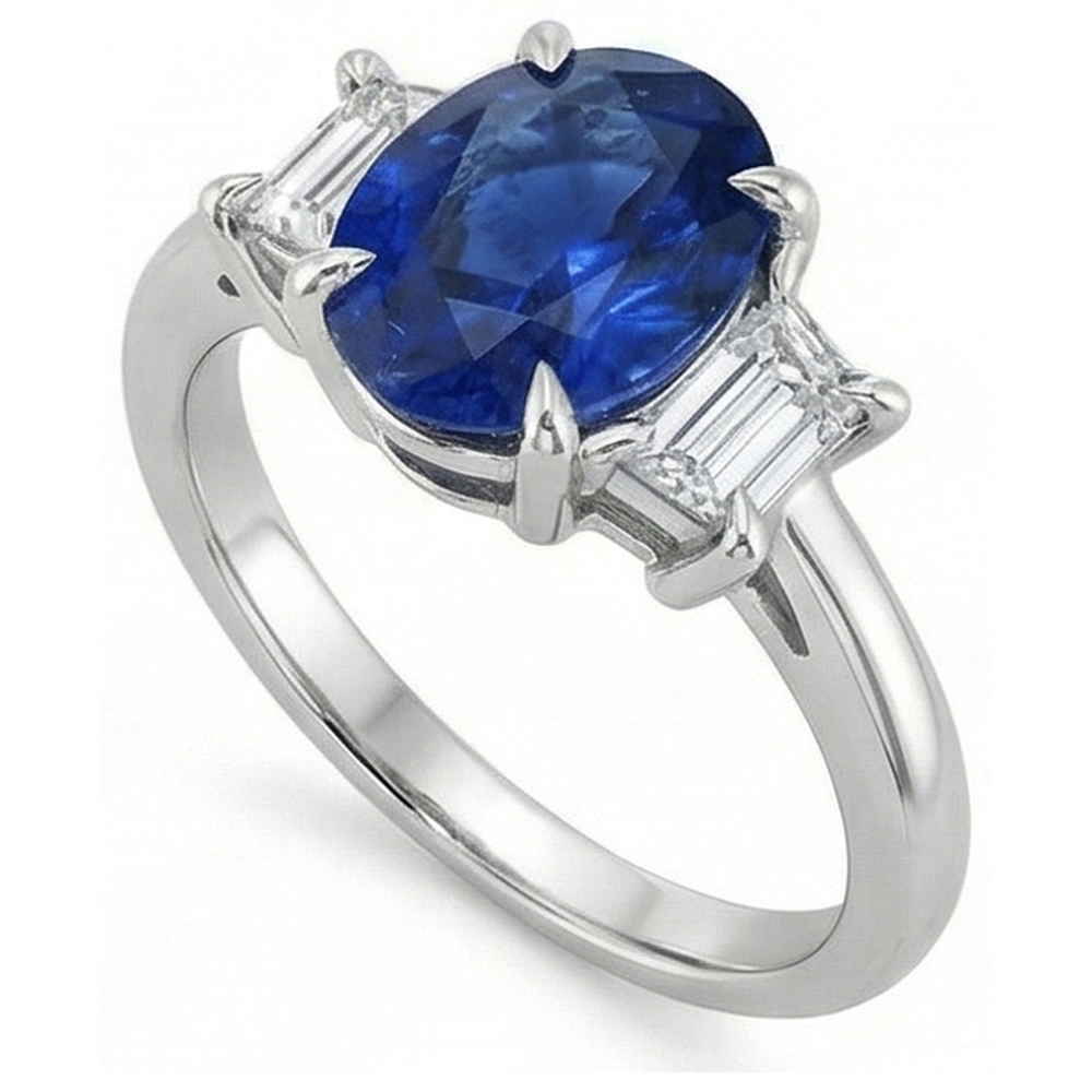 3 Carat Saphir-Ring mit drei Steinen