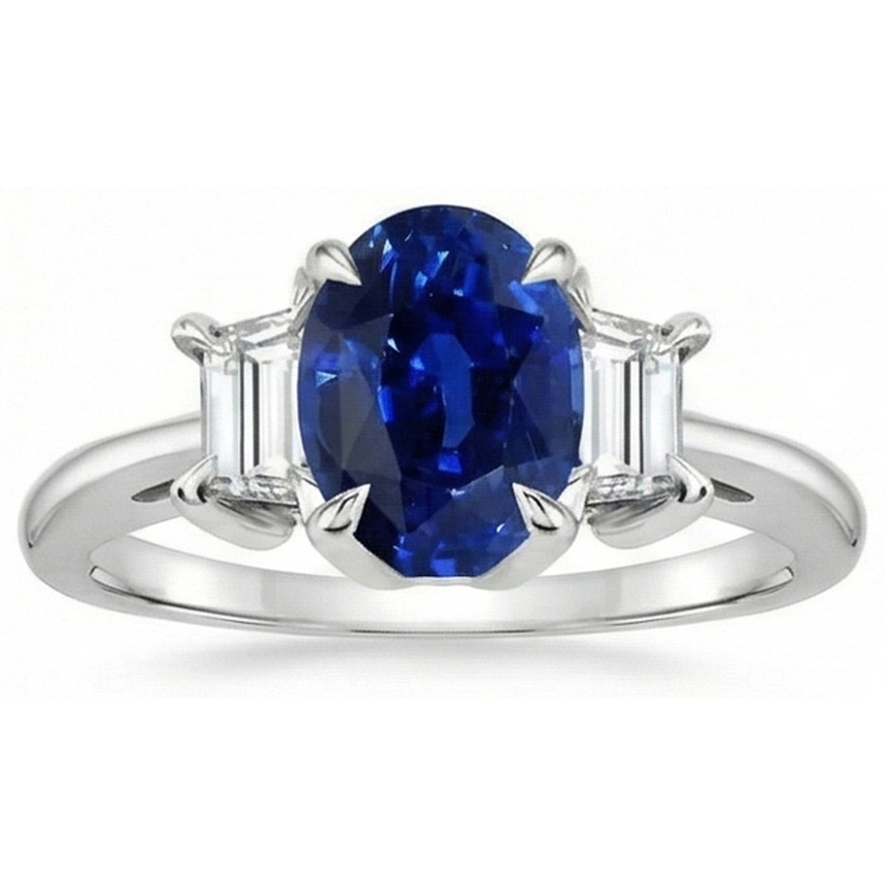 3 Carat Saphir-Ring mit drei Steinen