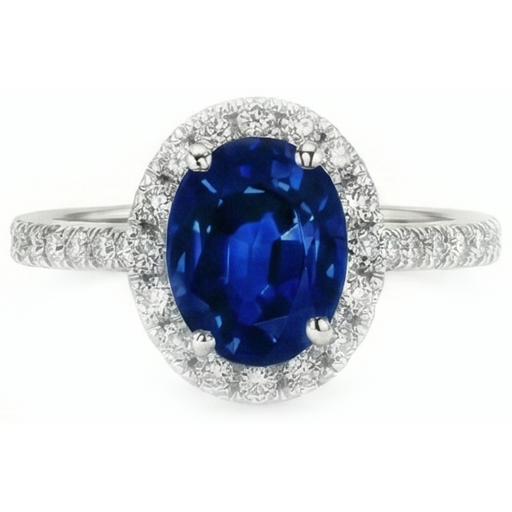 3 Carat blauer Saphir-Halo-Ring