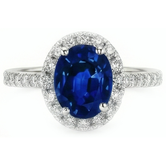 3 Carat blauer Saphir-Halo-Ring